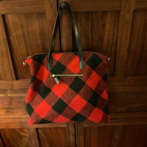 Talbots buffalo red buffalo plaid purse